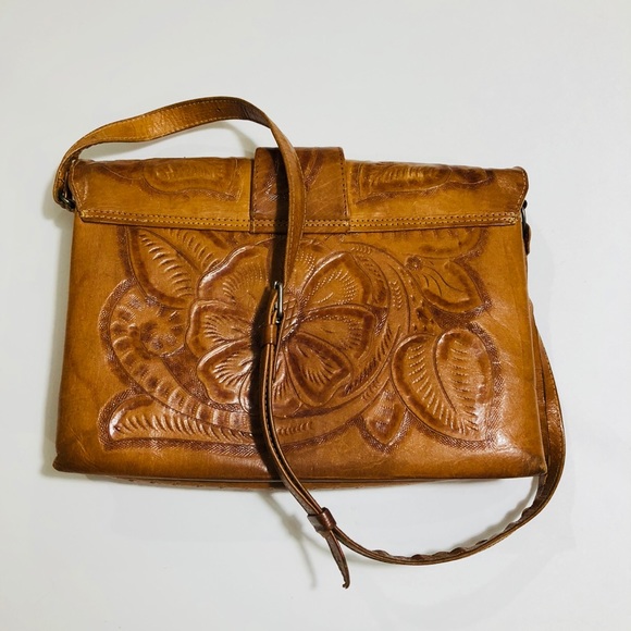 Vintage Leather Handmade Flower Patchwork Shoulder Bag main image 1